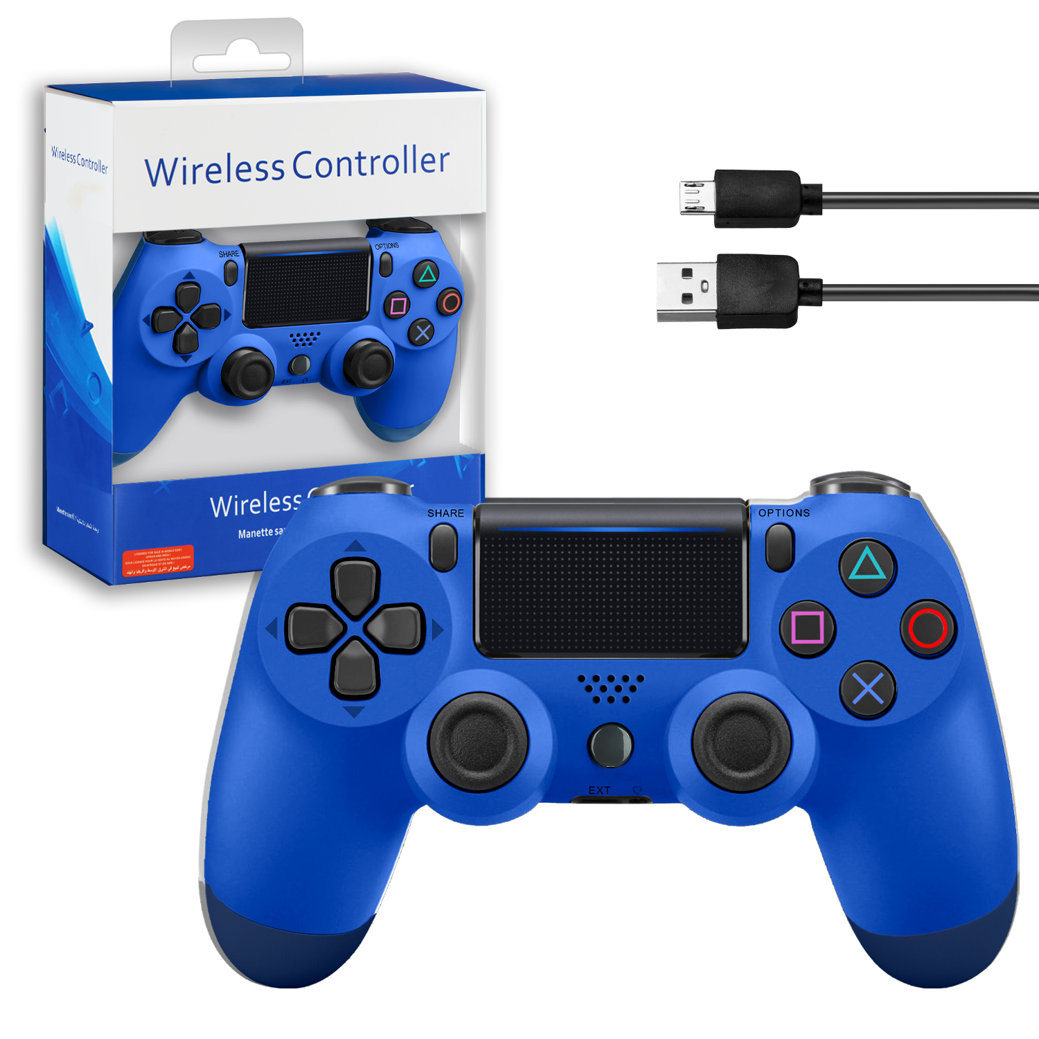 Джойстик PS4 DualShock беспроводной AA  синий (no logo)