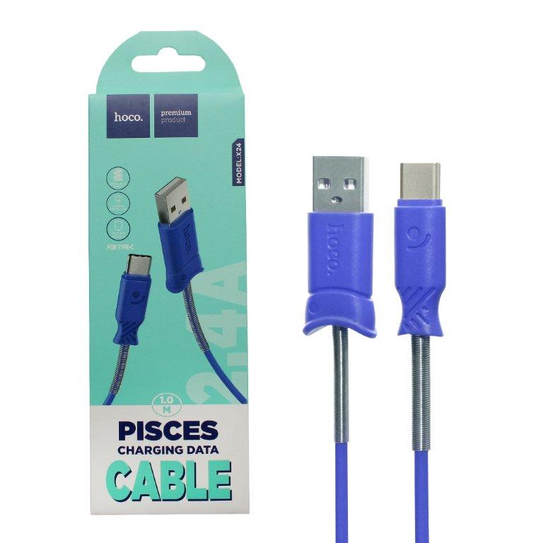 Кабель X24 USB Type-C 1m HOCO синий