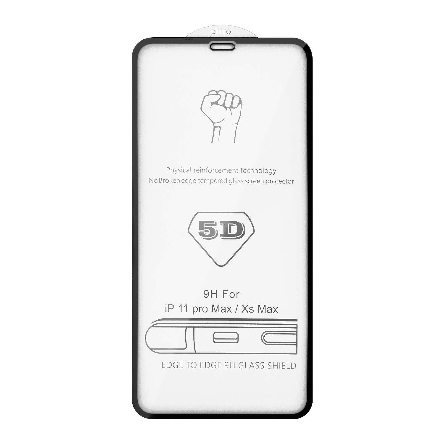 Защитное стекло iPh 11 Pro Max/XS Max 5D 0.33 mm без упаковки  (без возврата и обмена)