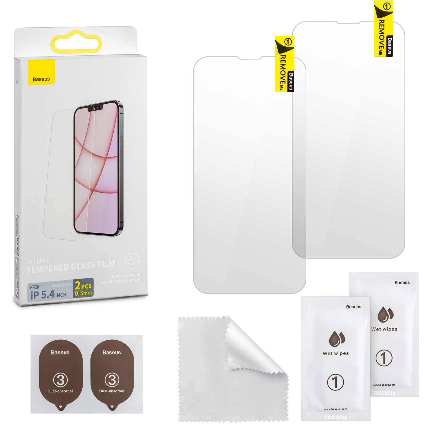 Защитное стекло iPh 13 Mini Baseus Full Clear Glass 0.3 мм (2 pcs)