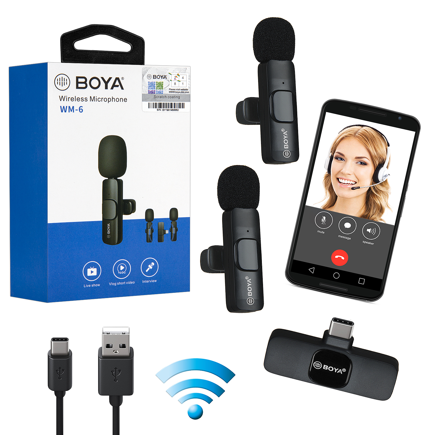 Микрофон накамерный BOYA WM-6 Type-C 2 MIC (100шт/кор)