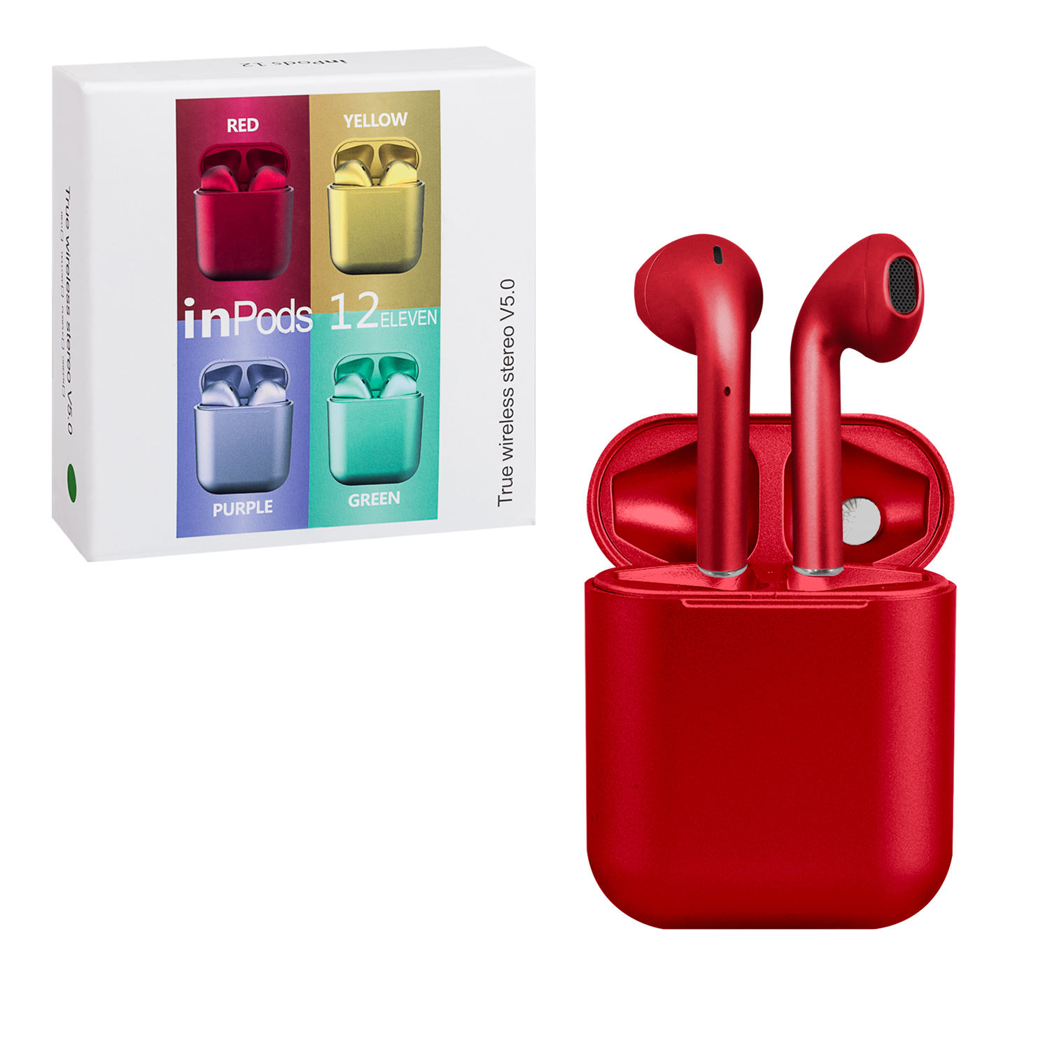 Гарнитура Bluetooth 12 Inpods Macaron Metalic OG красная