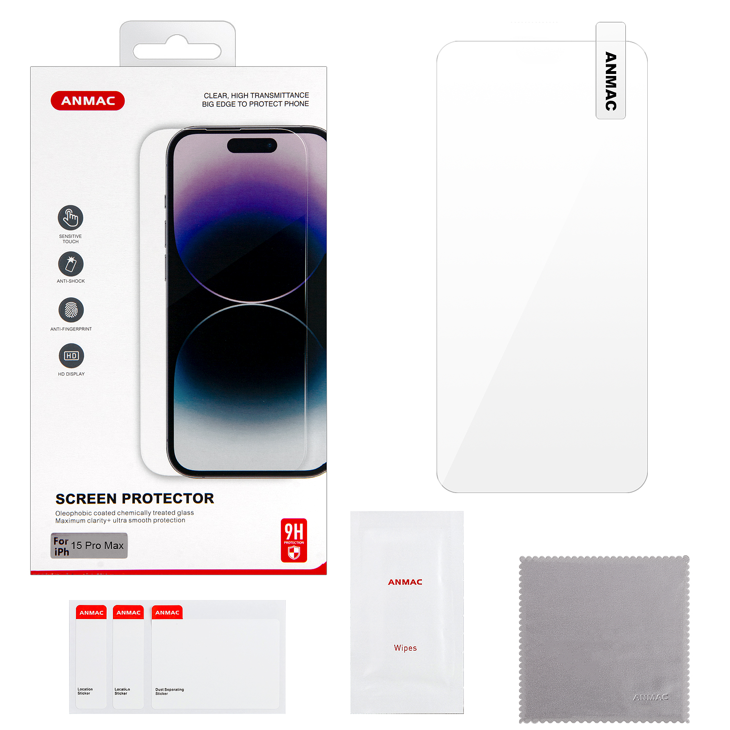 Защитное стекло iPh 15 Pro Max 2.5D Clear ANMAC Арт.1137451