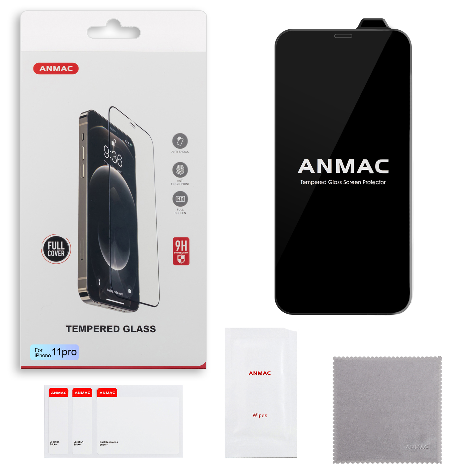 Защитное стекло iPh 11 Pro Full Cover ANMAC черное Арт.1137199