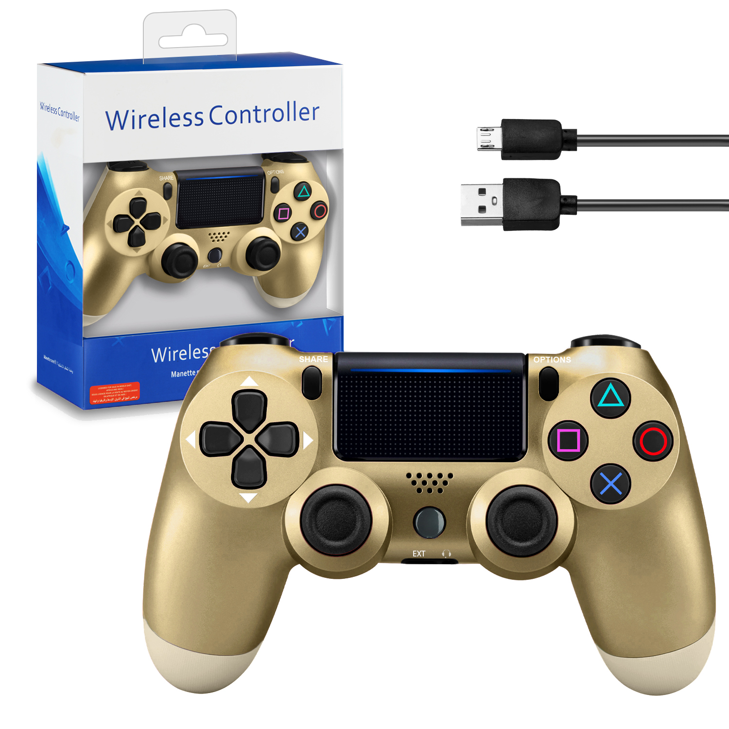 Джойстик PS4 DualShock беспроводной AA золото (no logo)