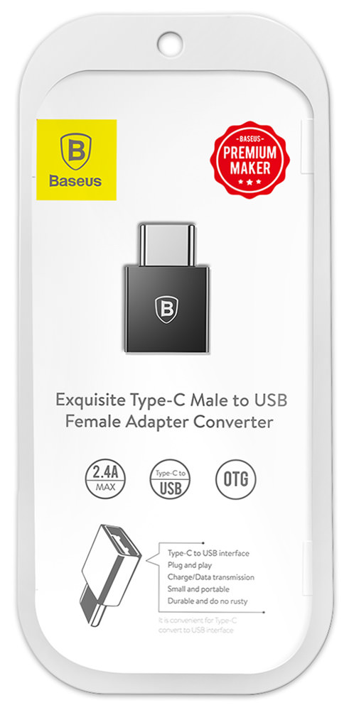 Переходник Type-C на USB 2.4A Baseus черный CATJQ-B01
