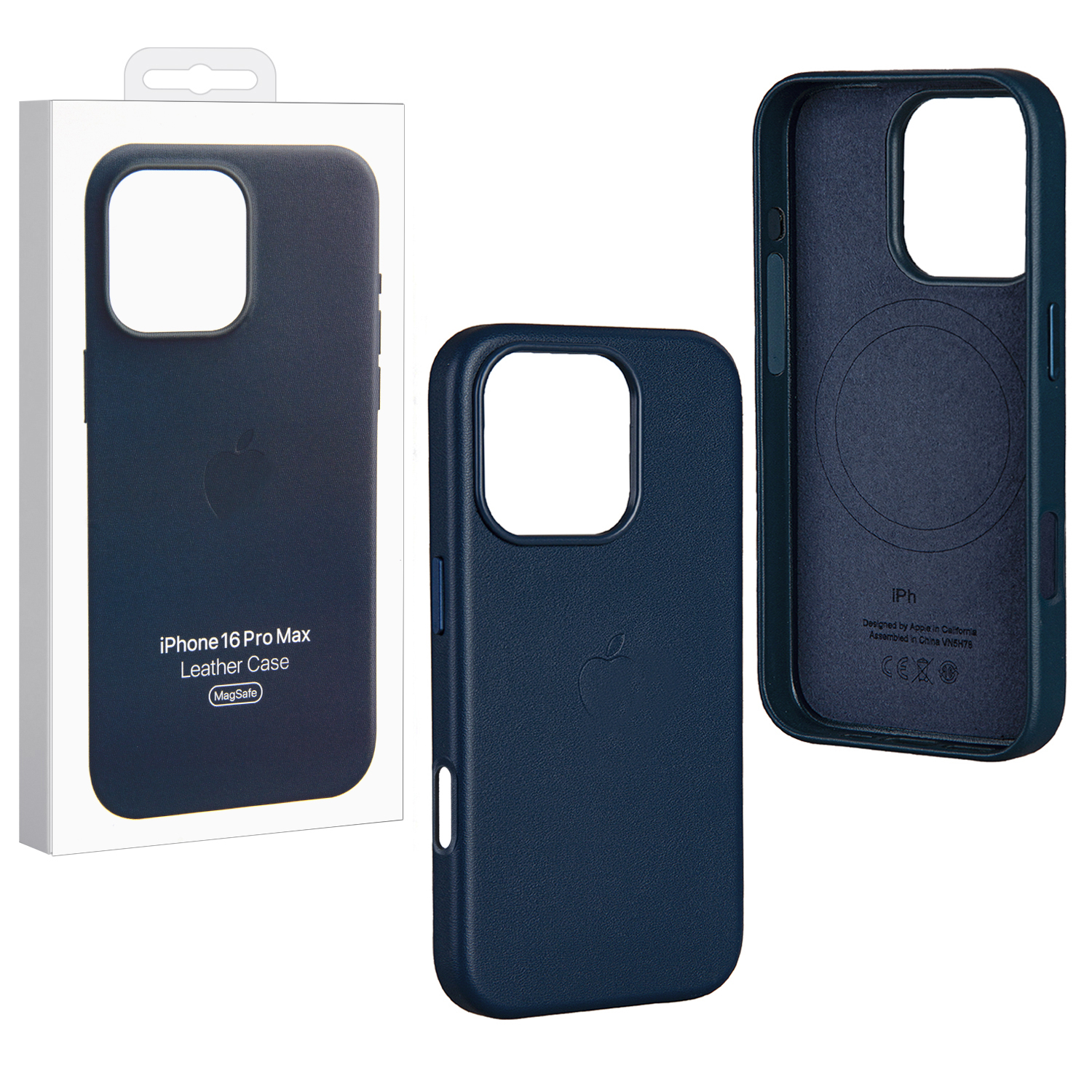 Чехол iPh 16 Pro Max Leather Case 100% ORG (MagSafe) c LOGO Blue