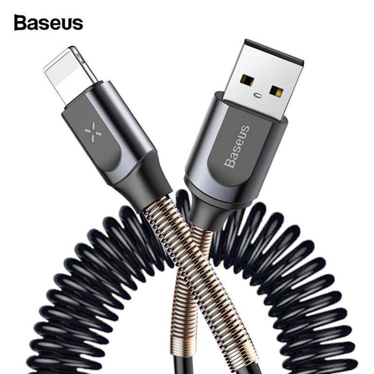 Кабель USB Lightning 1.2m 2A Double Spring Data Cable Baseus черный с золотом