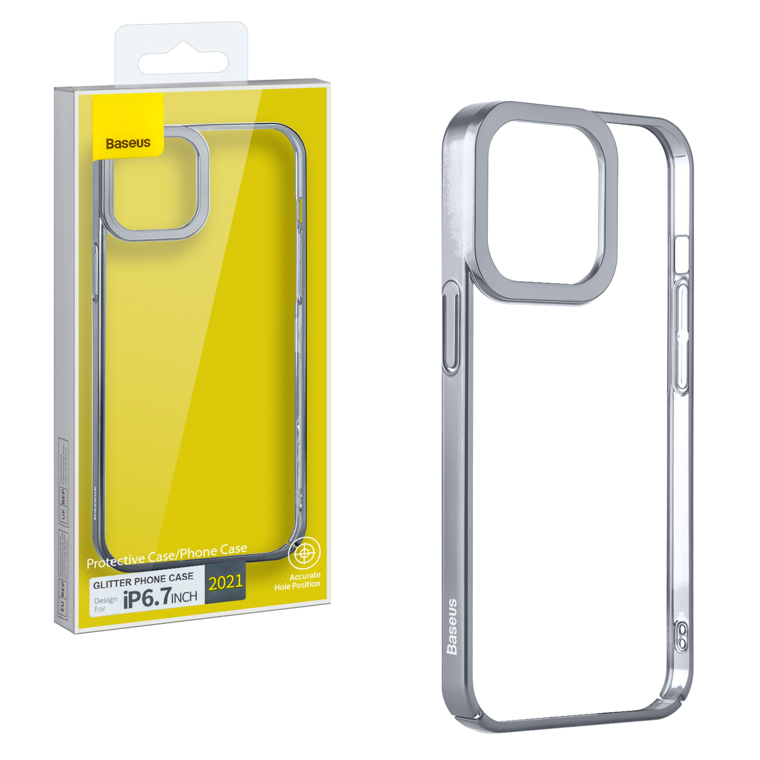 Чехол iPh 13 Pro Max (6.7) Glitter Phone Case Baseus серебро