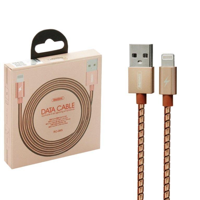 Кабель USB Lightning 1m RC-080i Silver Serpent Series Remax розовый