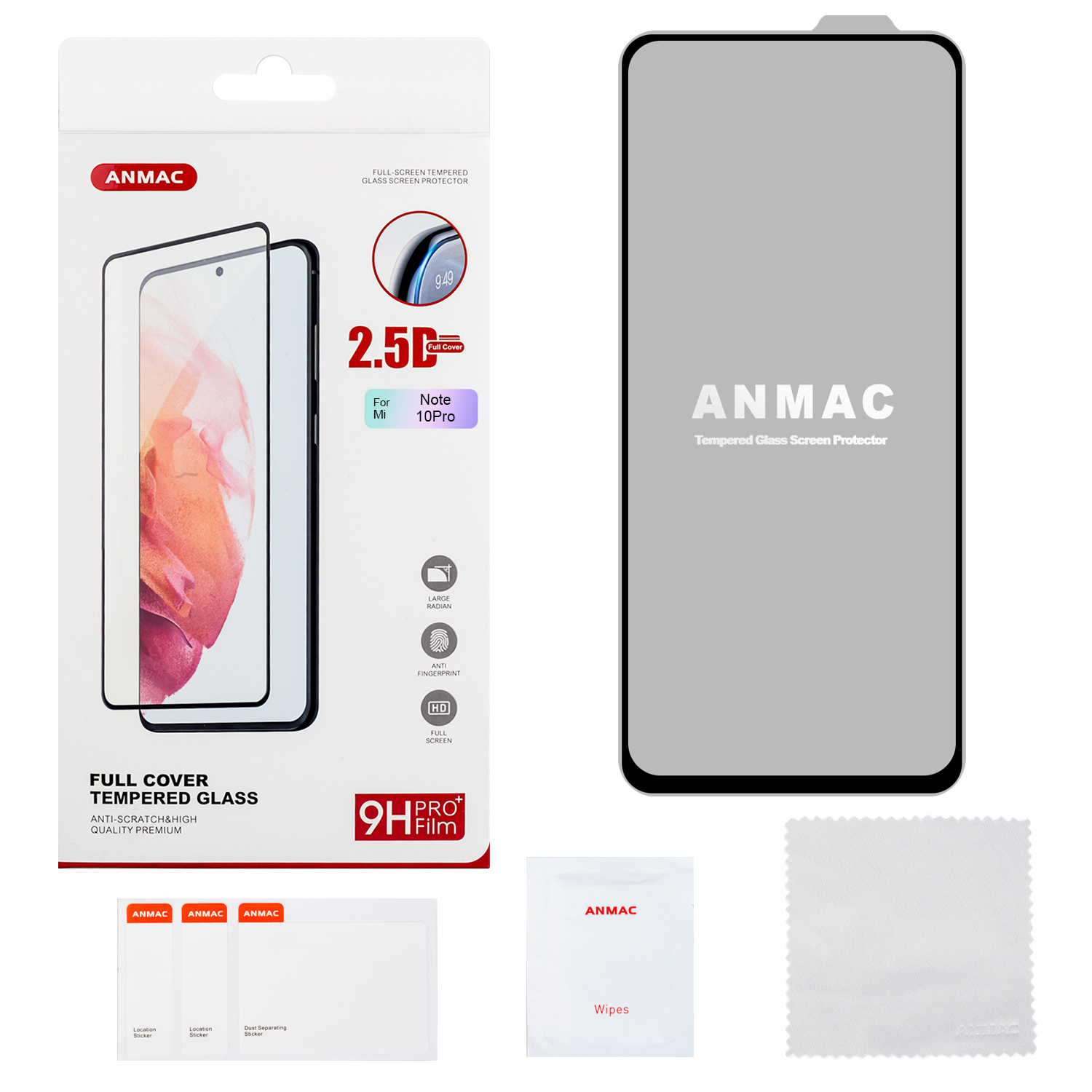 Защитное стекло Xiaomi Note 10 Pro Full Cover ANMAC Арт.1137360