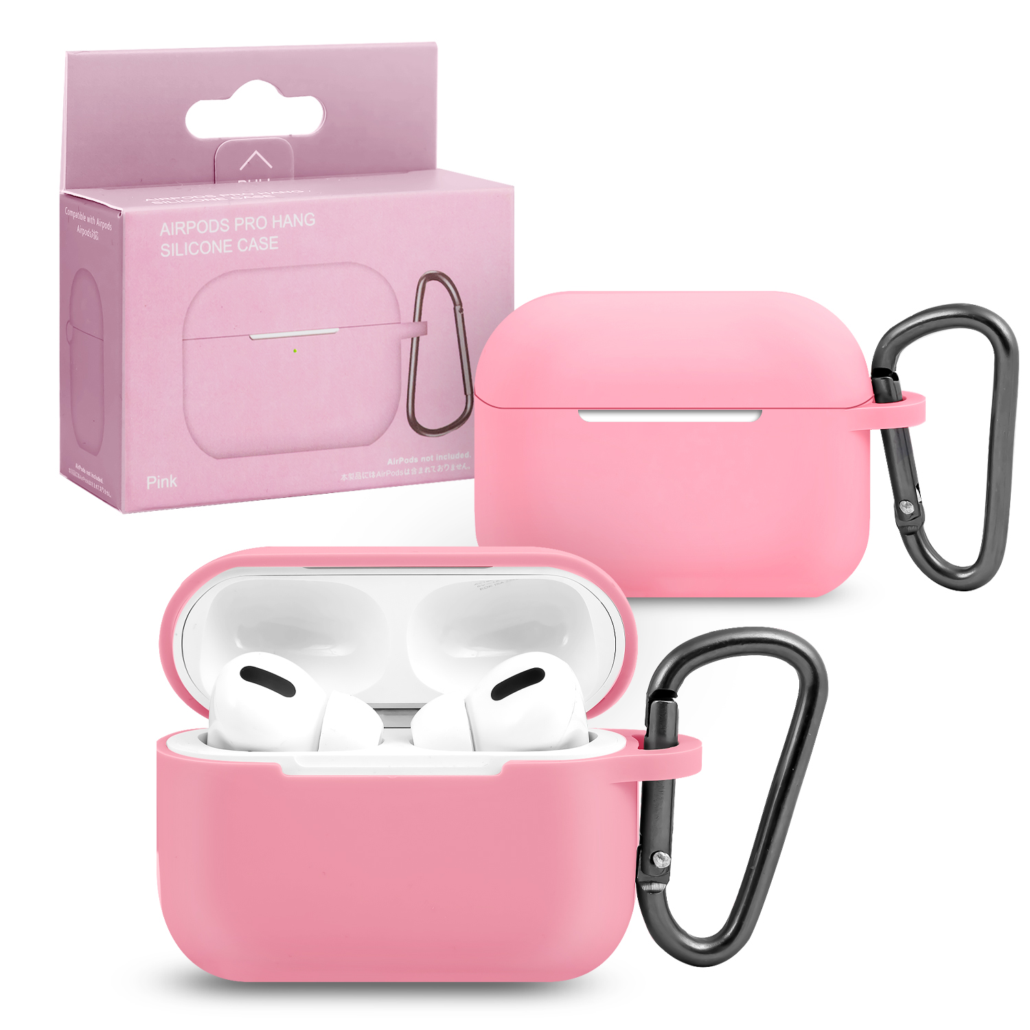 Чехол APods Pro Hang Silicon Сase с карабином   SL pink