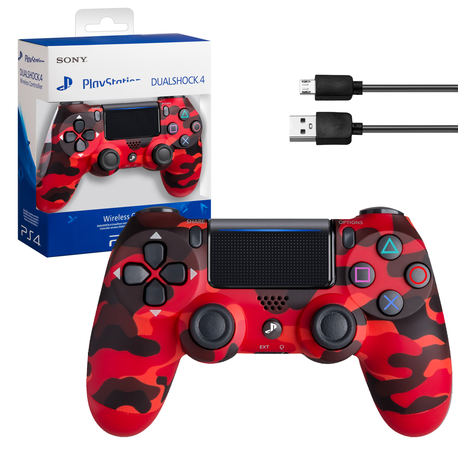 *Джойстик PS4 DualShock беспроводной красный хаки