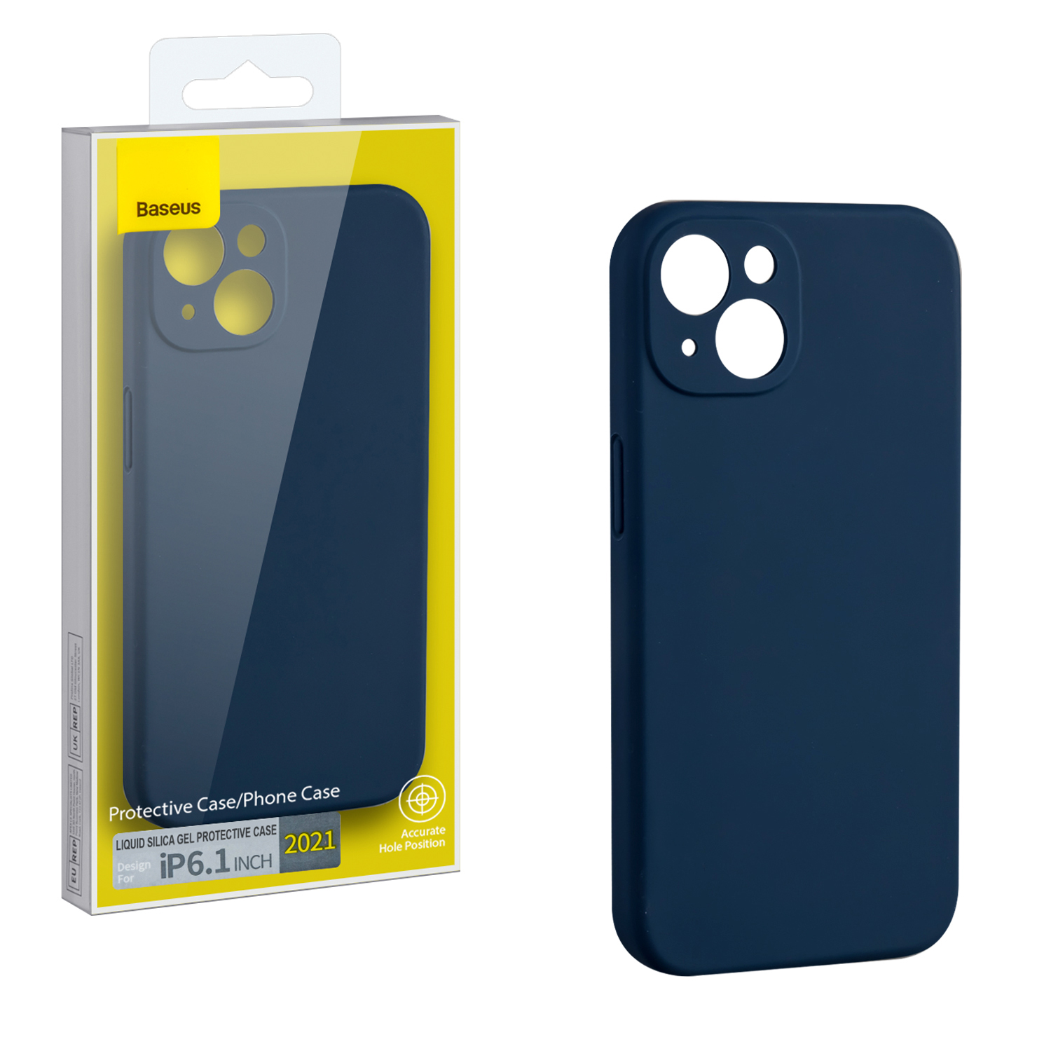 Чехол iPh 13 (6.1)  Liquid Silica Gel Protective Case Baseus синий