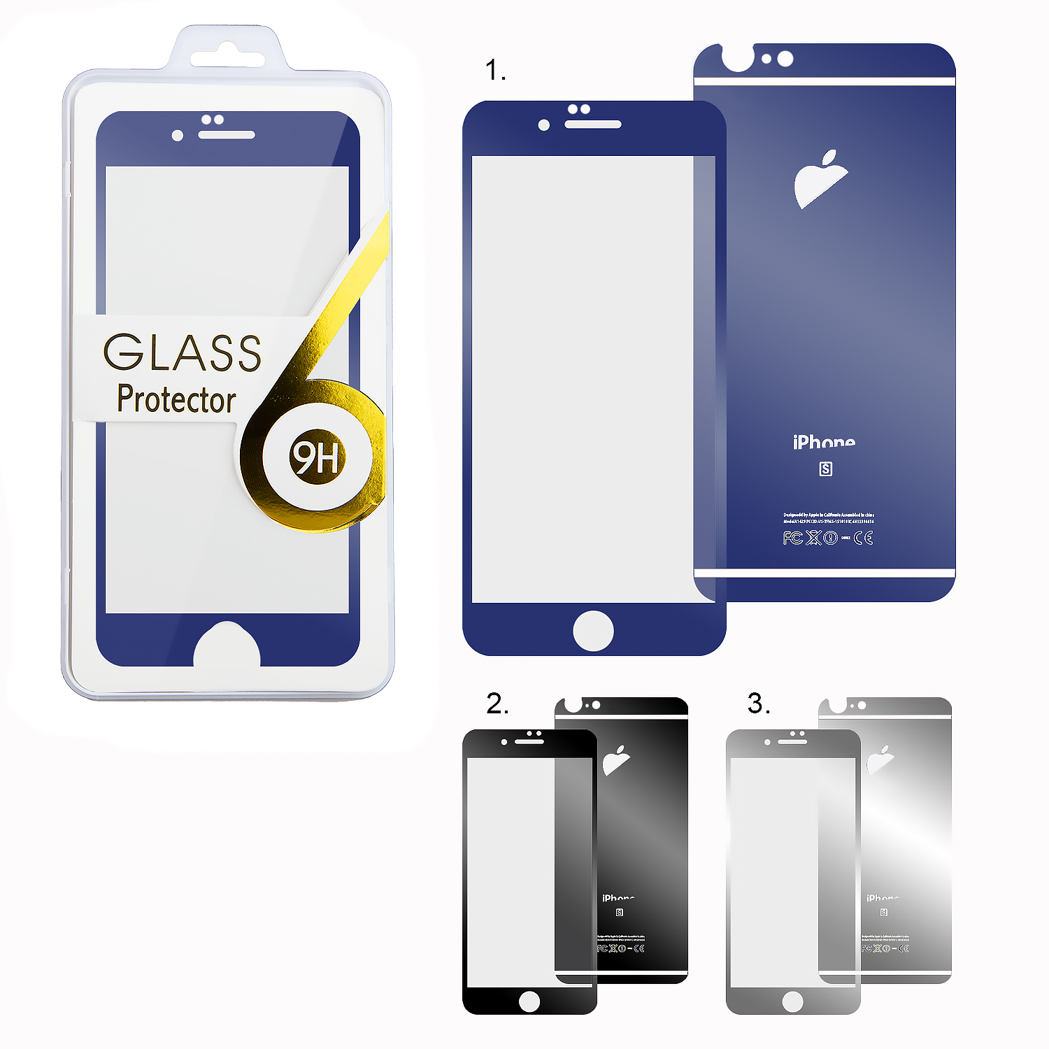 Защитное стекло IPh 6 2 в 1 Colourful Glass