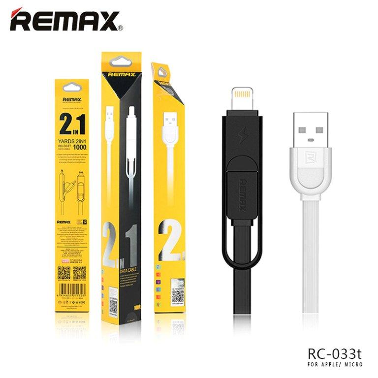 Кабель USB 2 в 1 lightning + Micro Remax X RC-033T