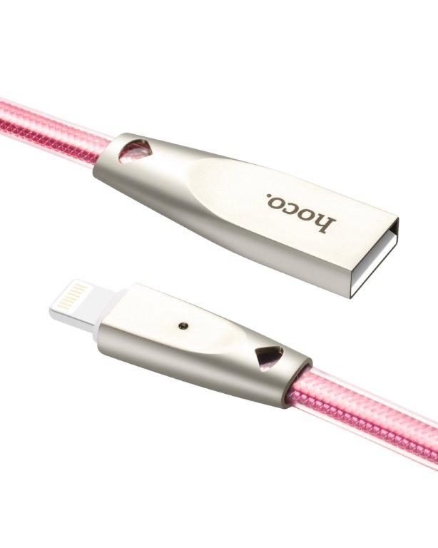 Кабель USB Lightning U9 1.2M плоский HOCO серебро