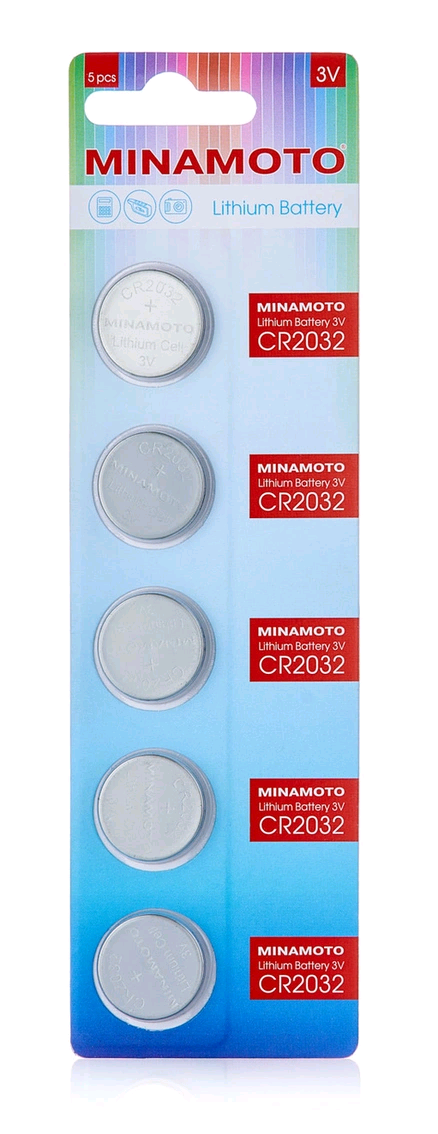 Батарейка Minamoto CR2032 BL5 Lithium 3V (5/100/5000) 5шт/блистер