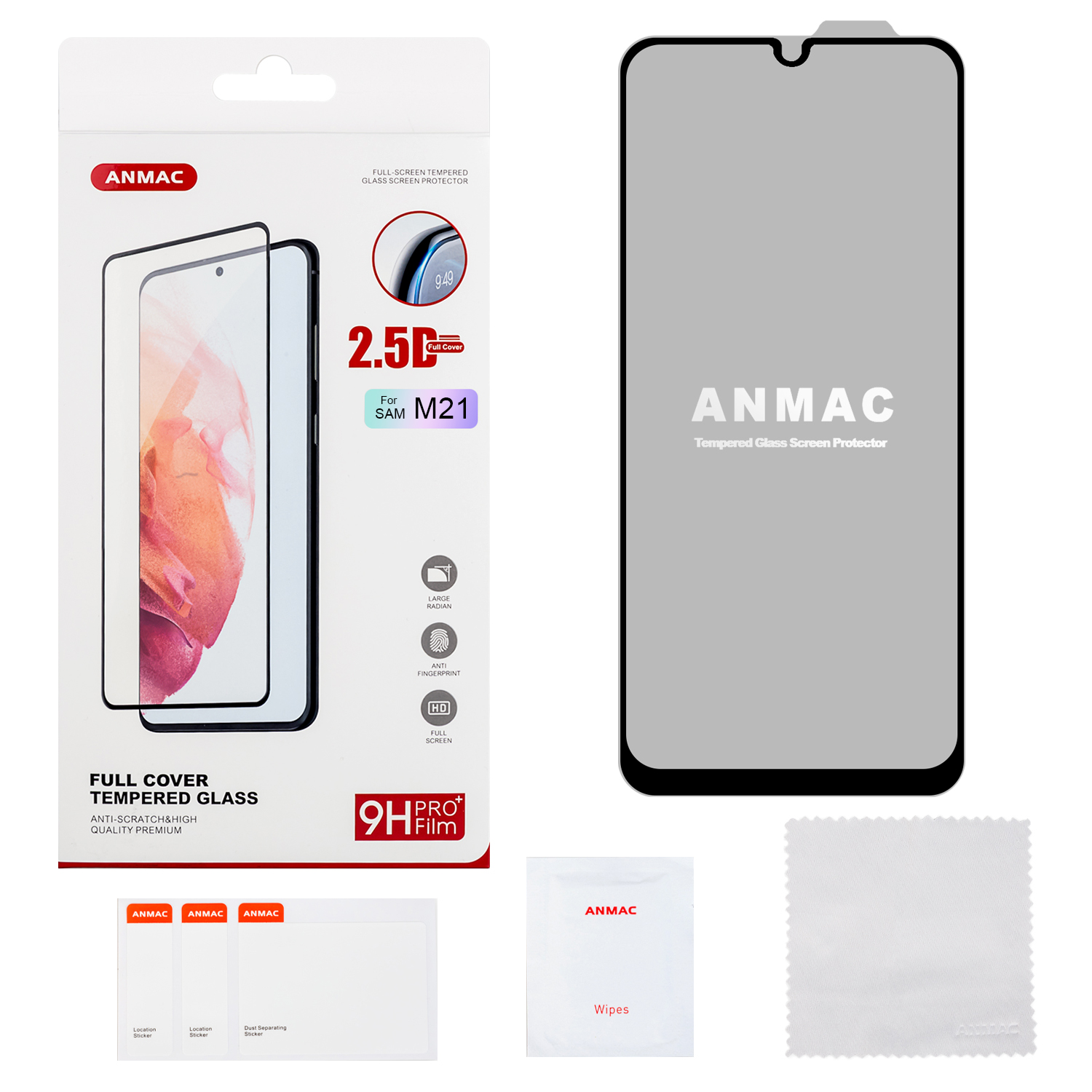 Защитное стекло Samsung M21/M31 Full Cover ANMAC Арт.1137354/1137355