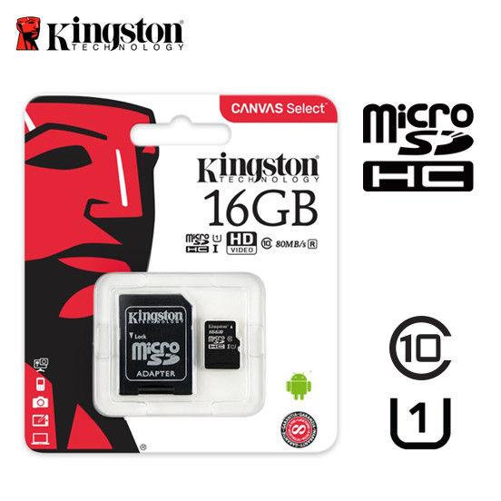 Micro SD 16GB Kingston Class 10 Canvas (80 Mb/s) с адаптером