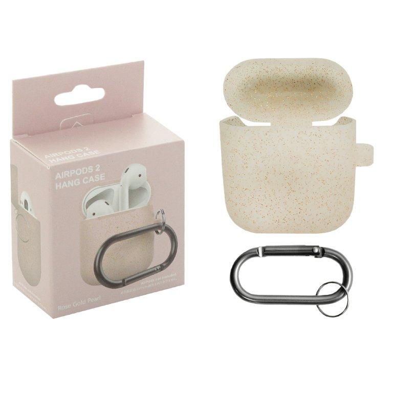 Чехол APods 1/2 Hang Silicon Case с карабином Rosegold Pearl 