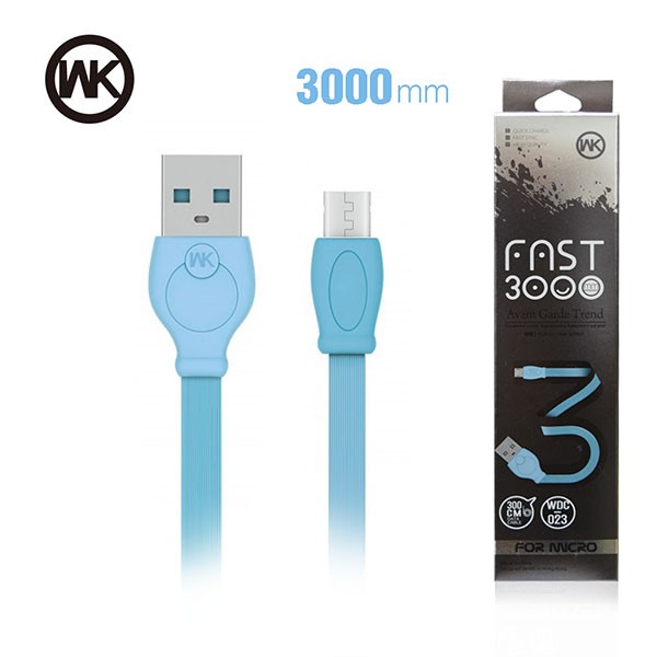Кабель USB Micro USB 3m WDC-023 Fast WK Design синий