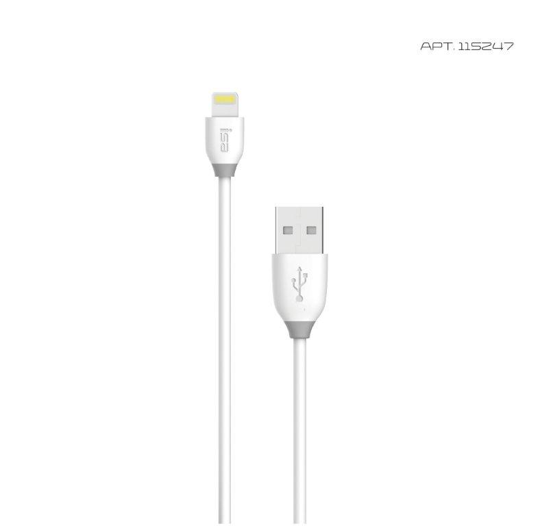 Кабель USB Lightning 1m 3A усиленный ISA белый
