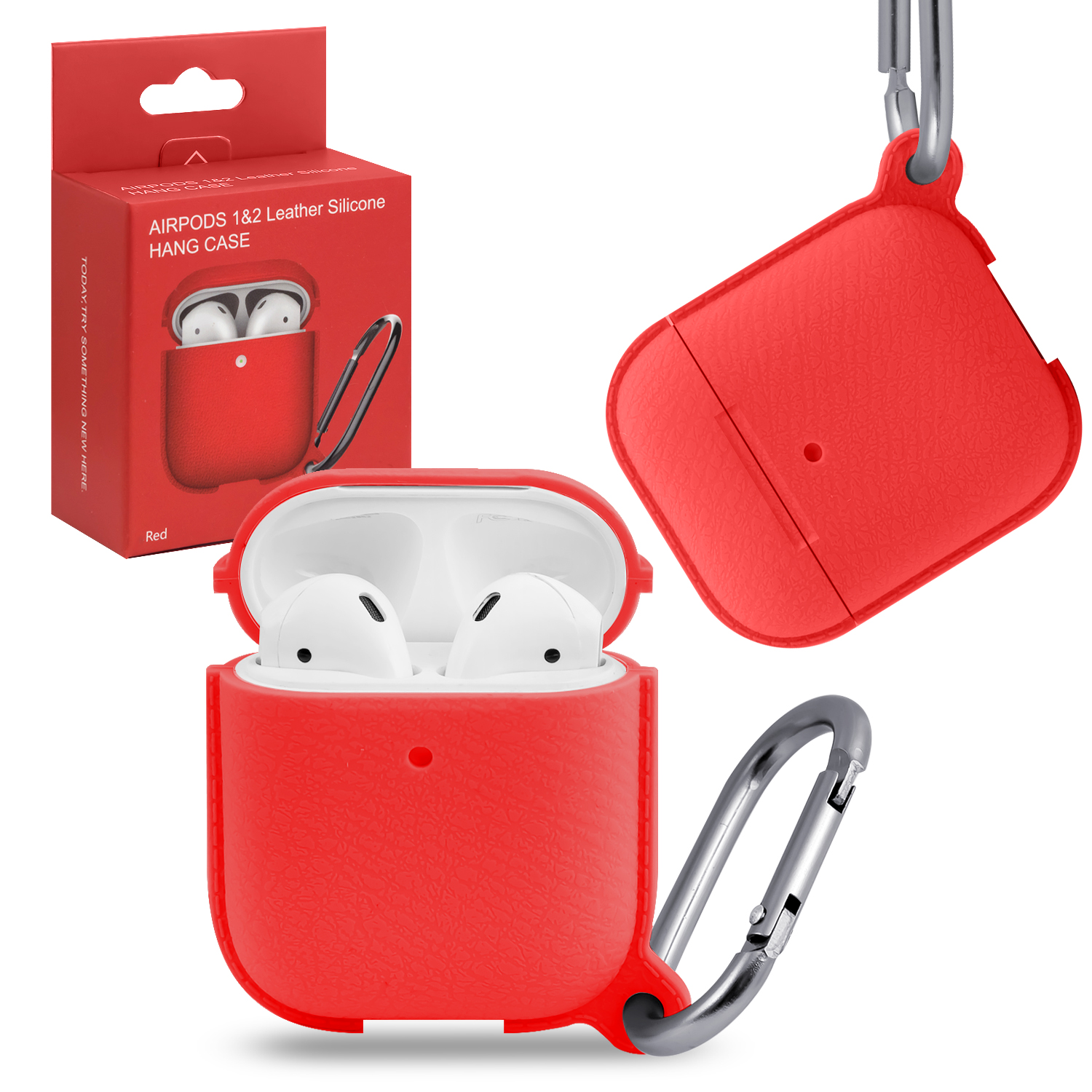 Чехол APods 1/2 leather Silicone Crimson 