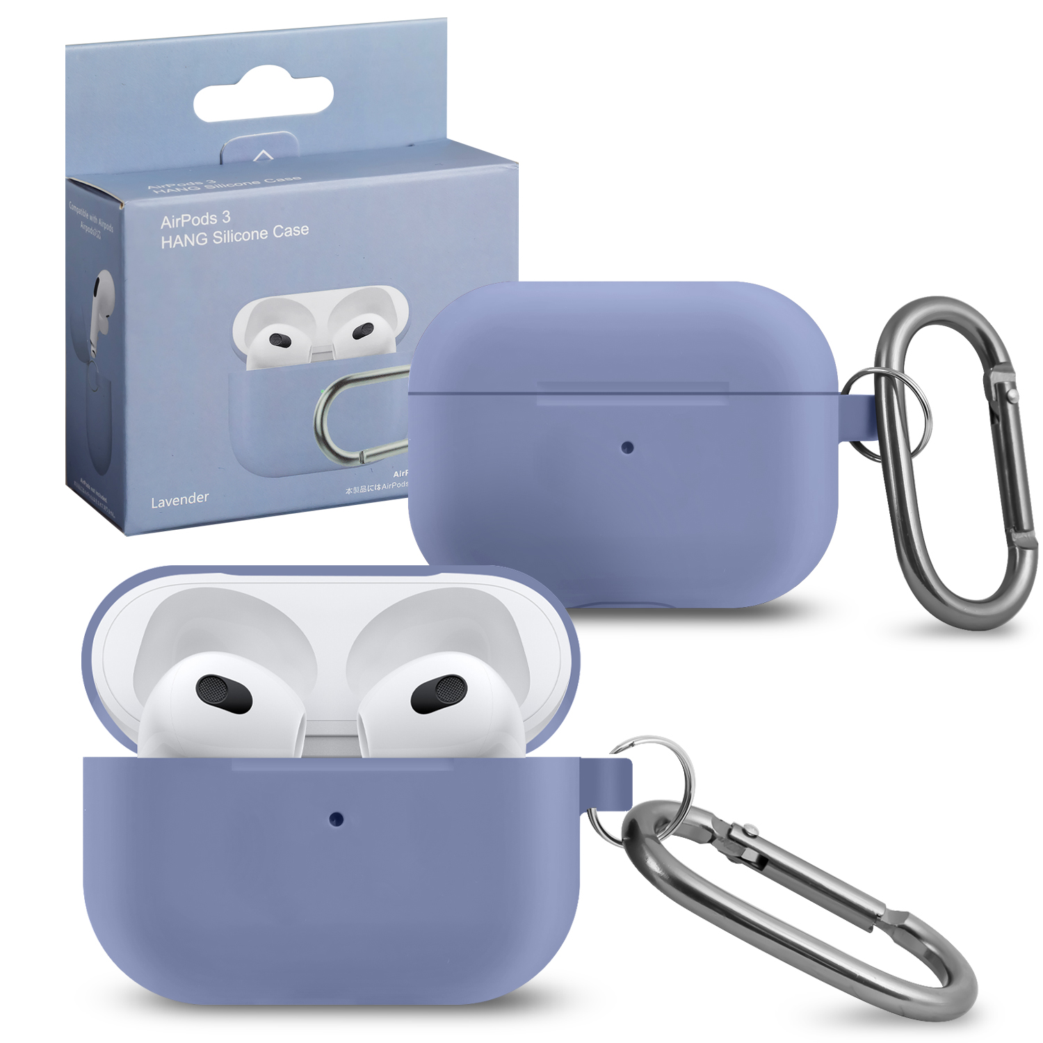Чехол APods 3 Hang Silicon Case с карабином lavender