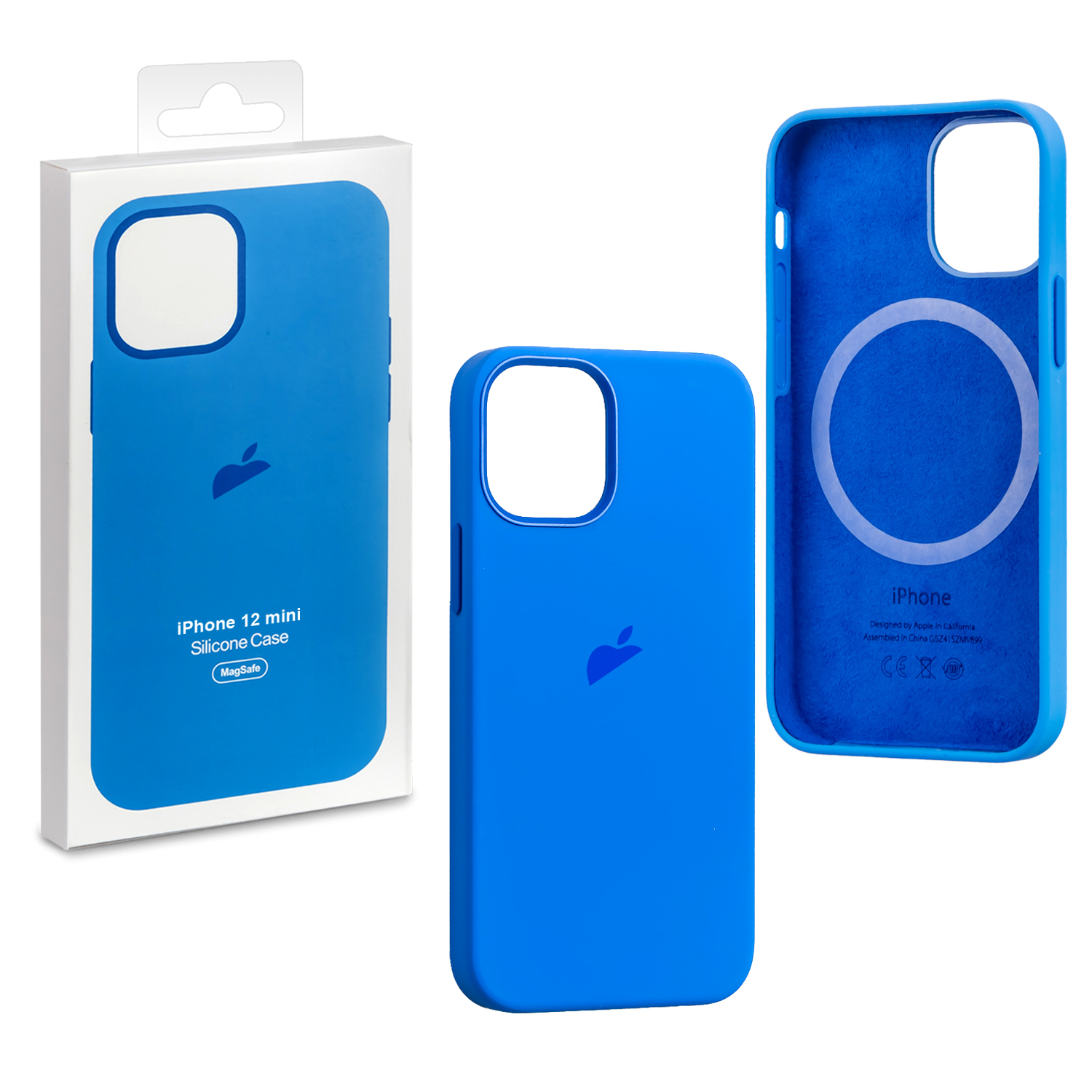 Чехол iPh 12 Mini Silicon Case 100% ORG Mediterranean Blue (MagSafe) c LOGO