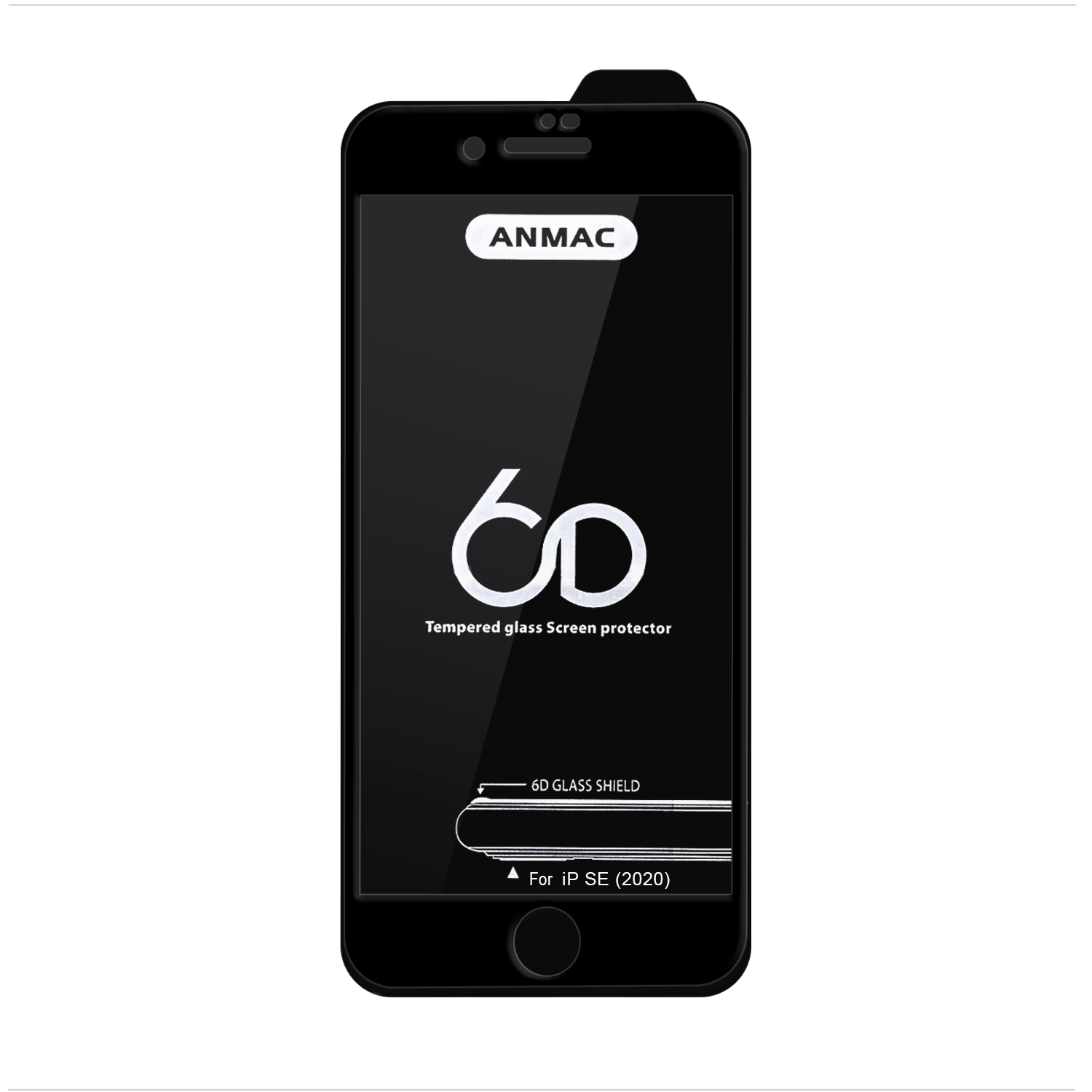 Защитное стекло iPh SE (2020) Anmac 6D Black без упаковки Арт.1137151