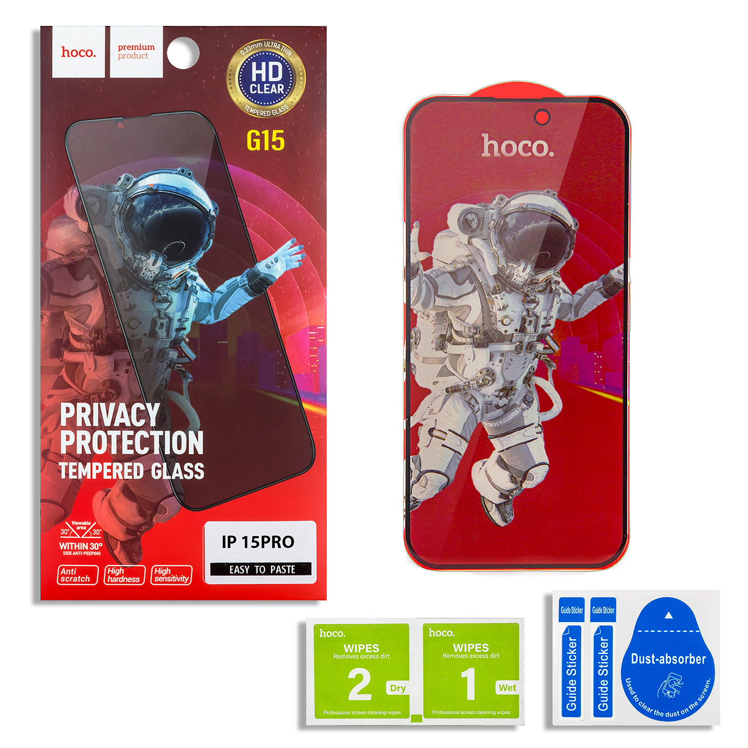 Защитное стекло iPh 15 Pro Hoco G15 Privacy
