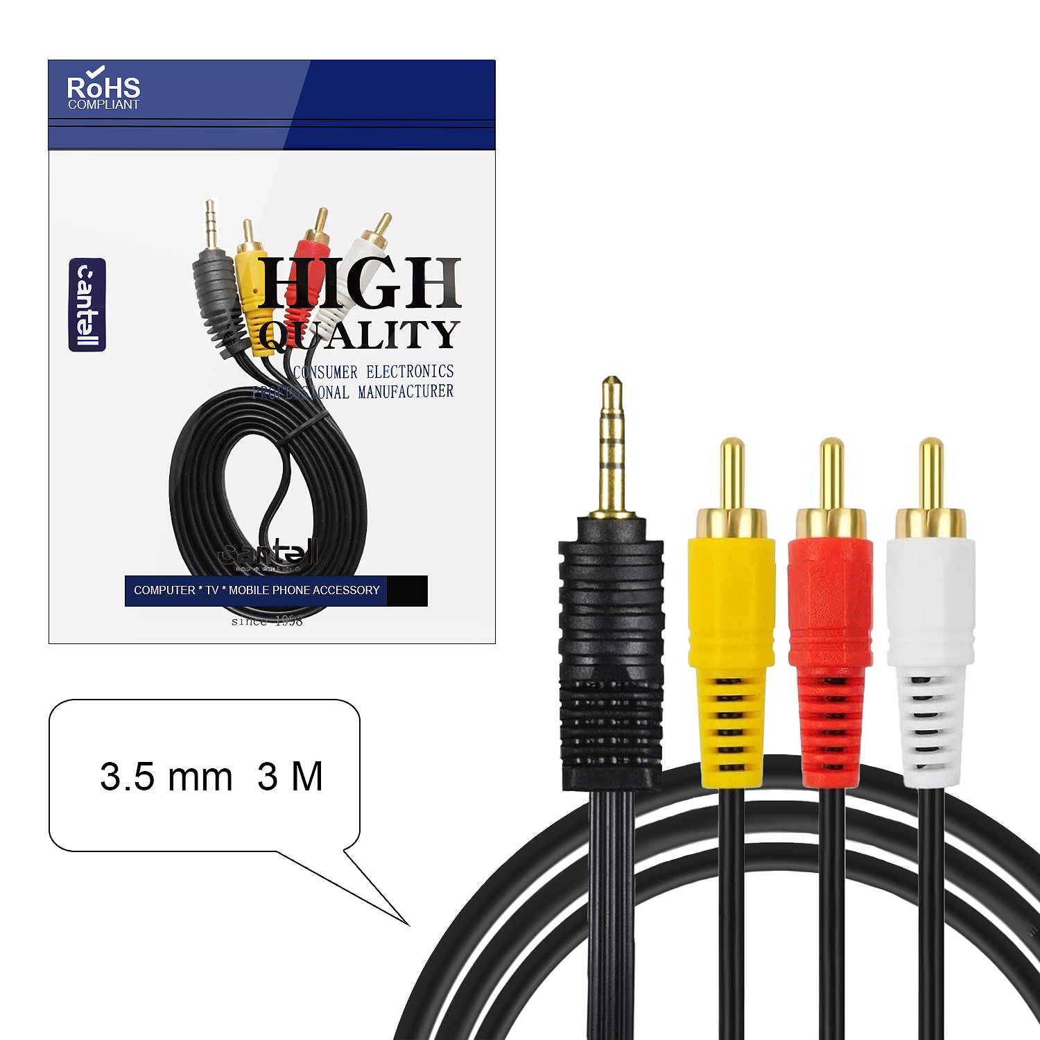 *Кабель AUX 3.5 на 3 RCA никелистый 3M