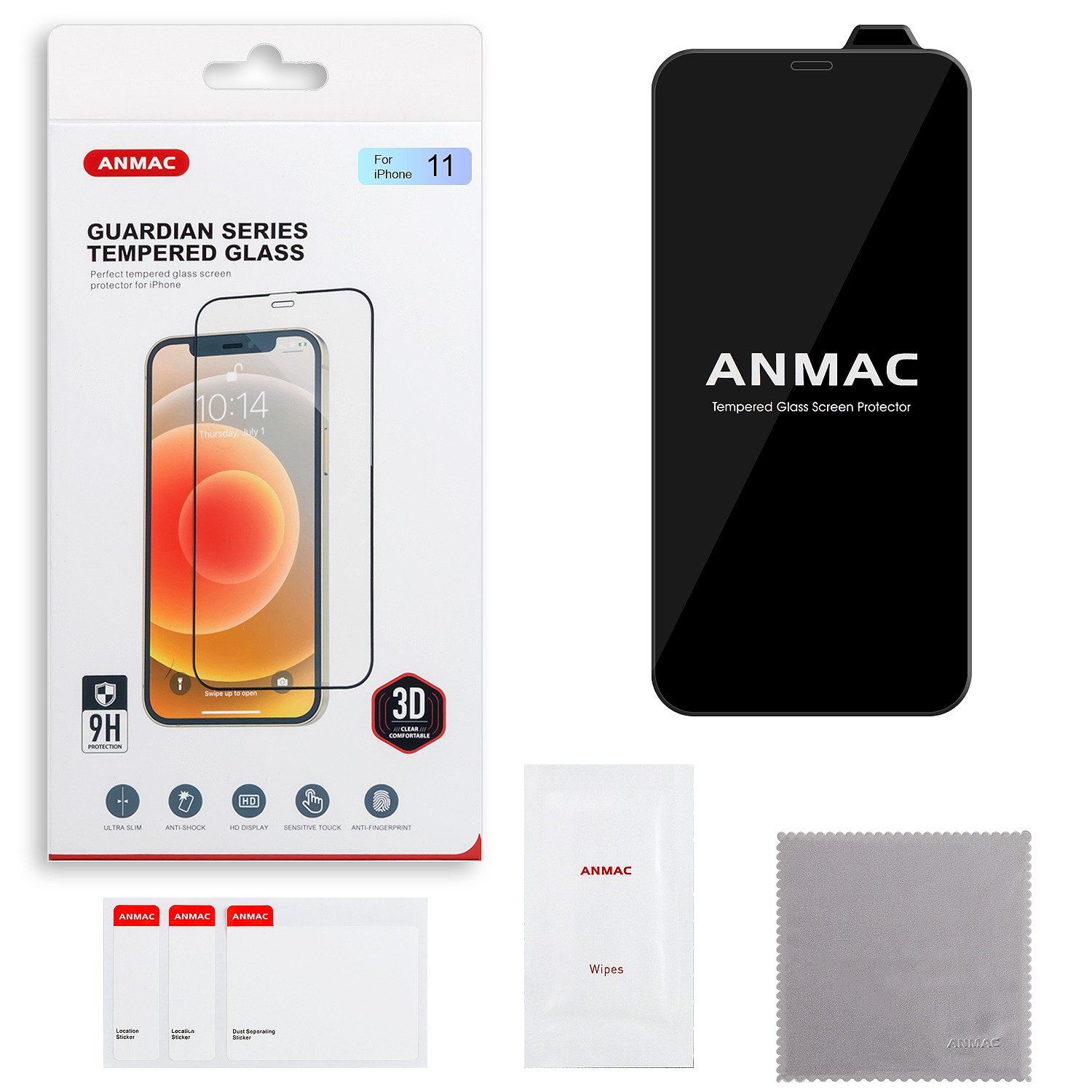 Защитное стекло iPh 11 3D ANMAC черный Арт.1137203