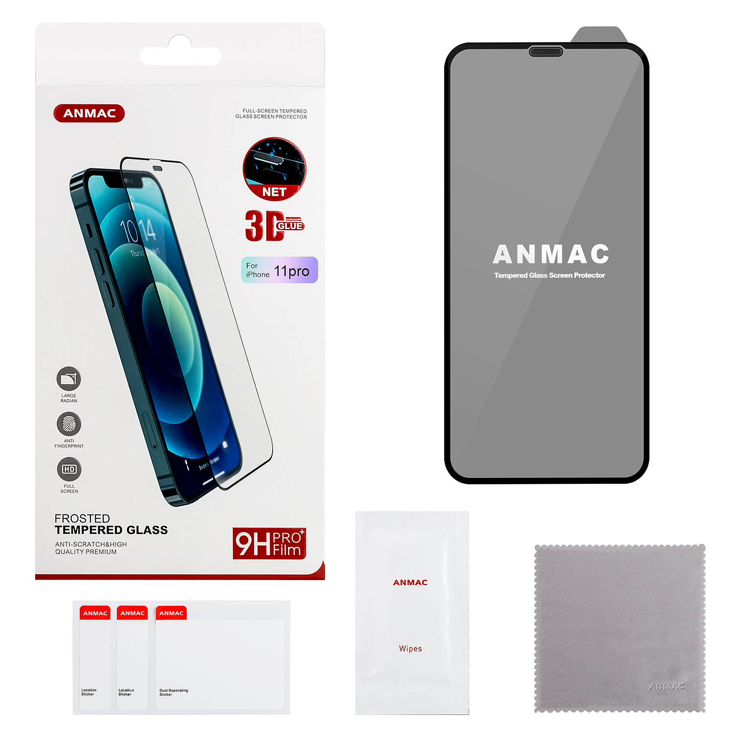 Защитное стекло iPh 11 Pro ANMAC 3D матовый с сеточкой Арт. 1137234