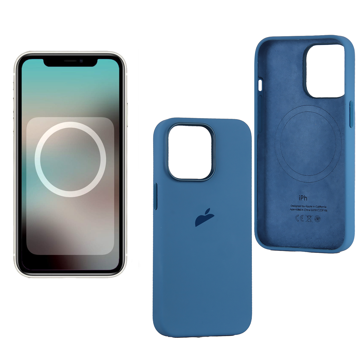 Чехол iPh 13 Pro Silicon Case 100% ORG Blue Jay (MagSafe + анимация NFC) c LOGO