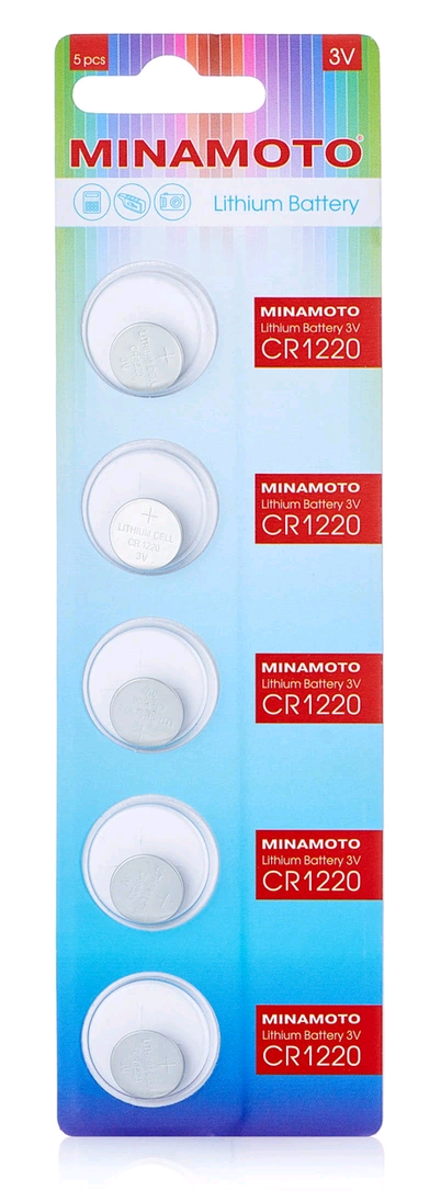 Батарейка Minamoto CR1220 BL5 Lithium 3V (5/100/5000) 5 шт/блистер
