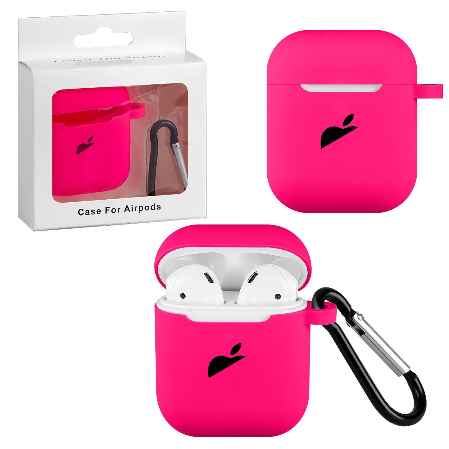 Чехол APods 1/2 Silicon Case APL Shiny Rose Red (c LOGO)