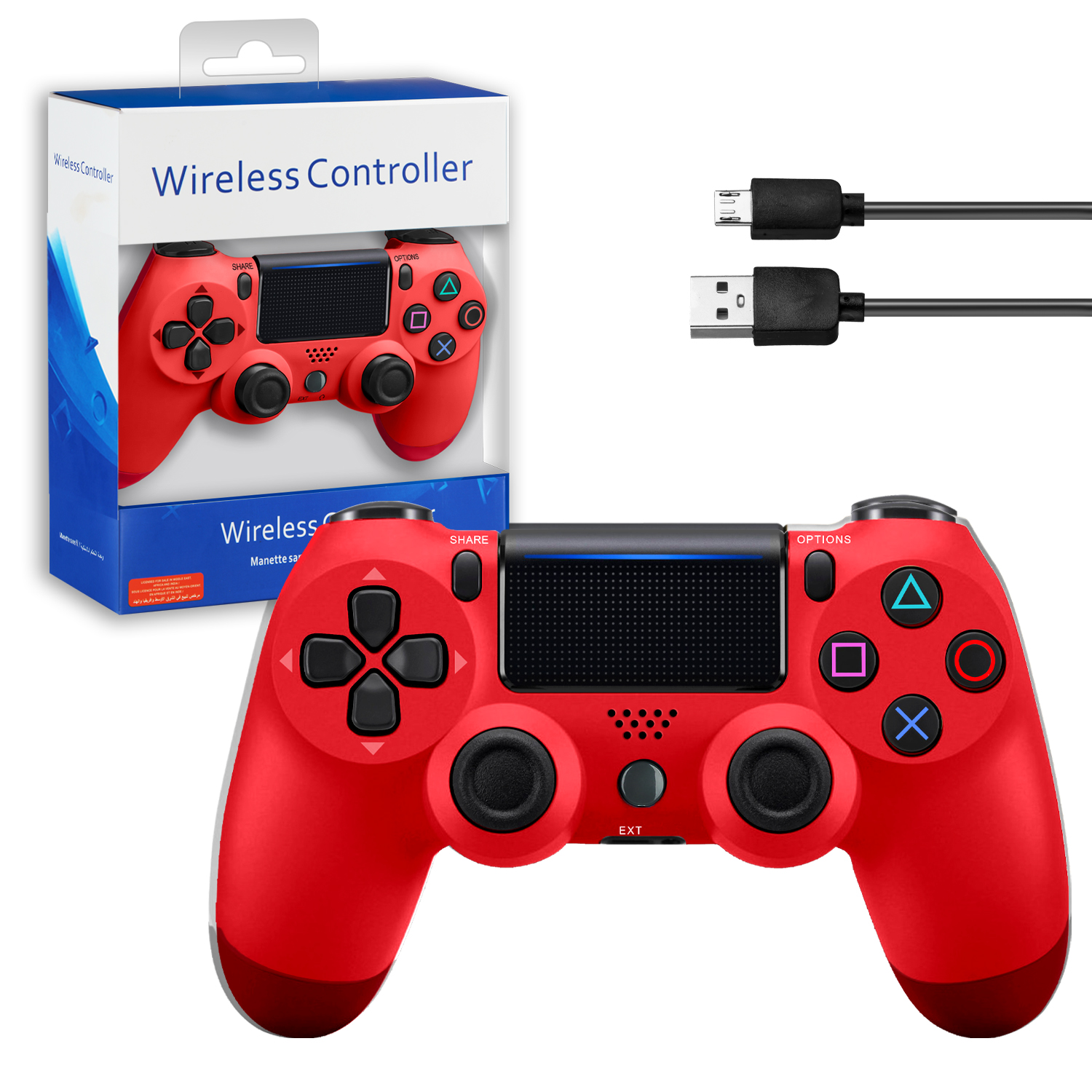 Джойстик PS4 DualShock беспроводной AA красный (no logo)