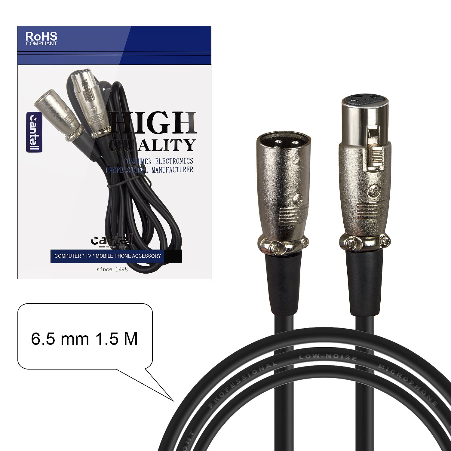 Кабель для микрофона XLR 1.5М 6.5mm (160шт/кор)