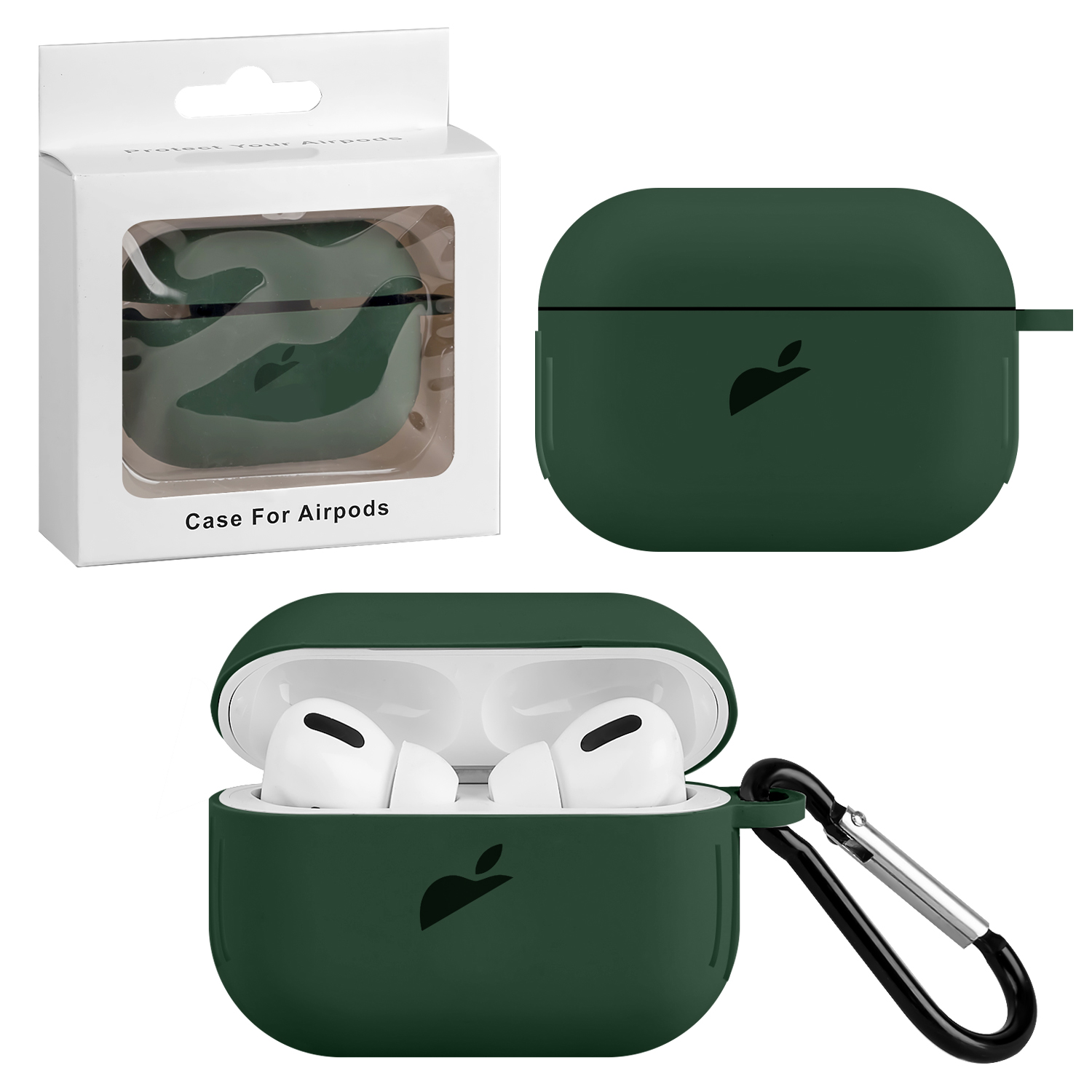 Чехол Apods Pro Silicon Case APL Dark Green (c LOGO)