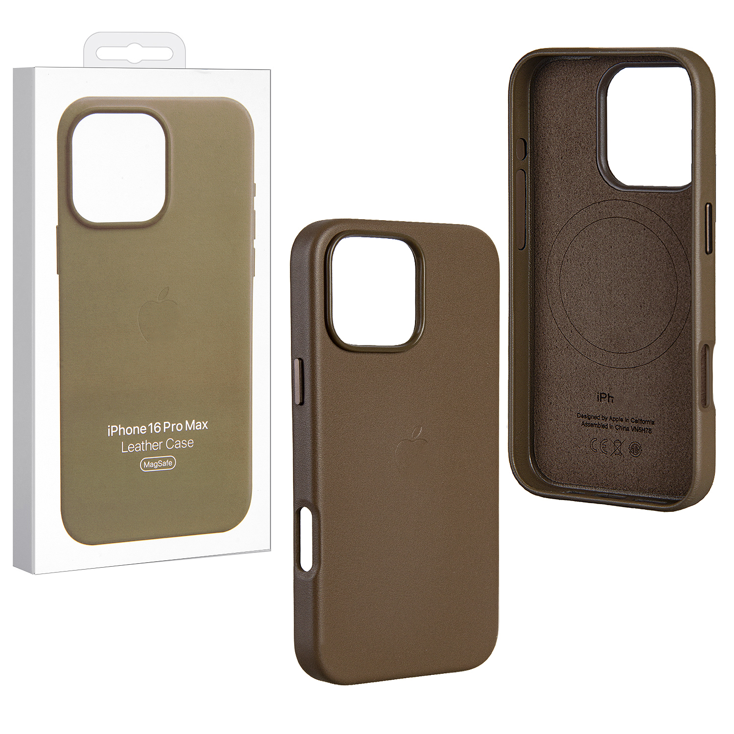 Чехол iPh 16 Pro Max Leather Case 100% ORG (MagSafe) c LOGO Taupe