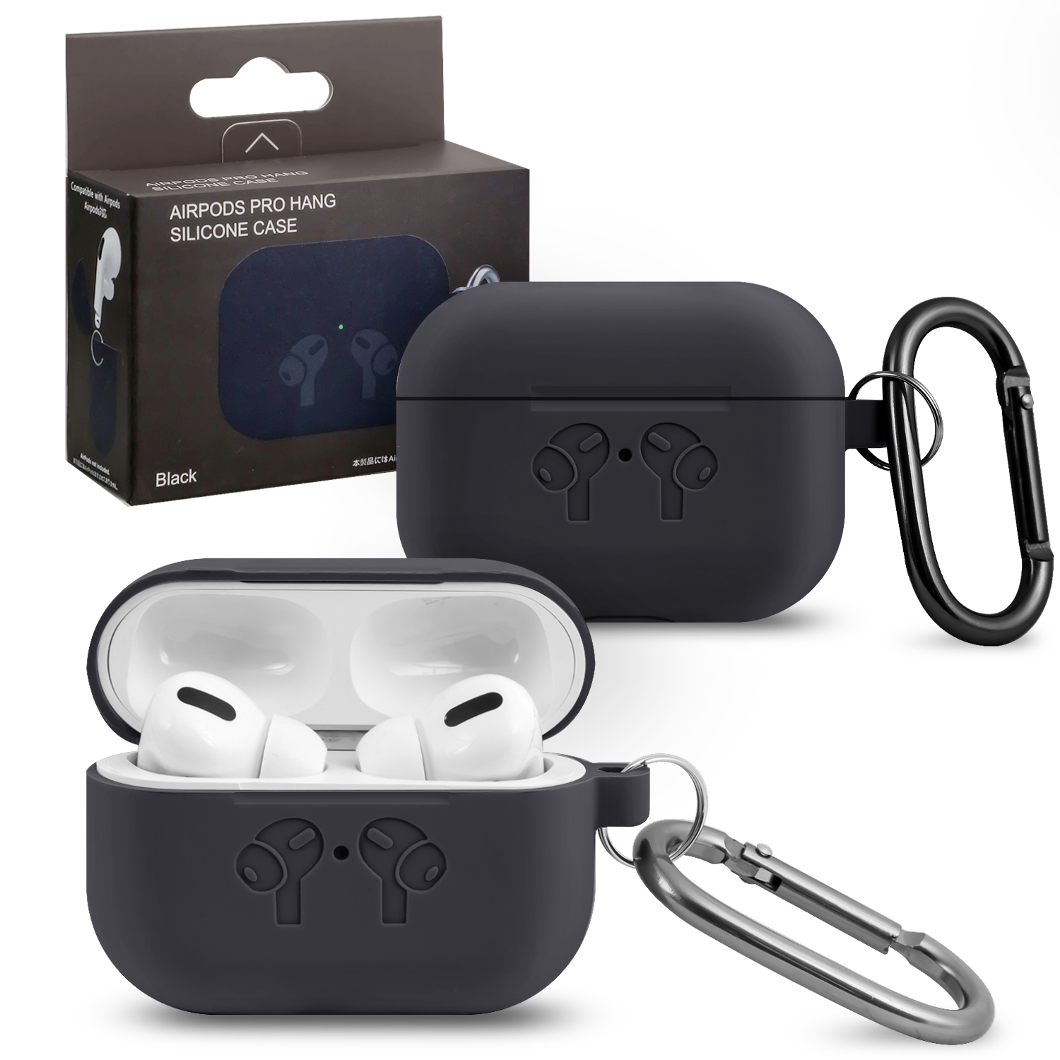 Чехол APods Pro Hang Silicon Сase с карабином   HF black