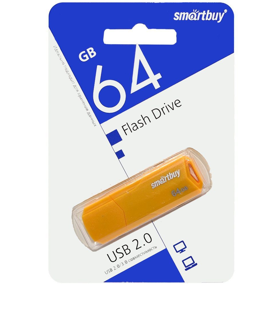 USB накопитель 64 GB Smart Buy Clue Yellow