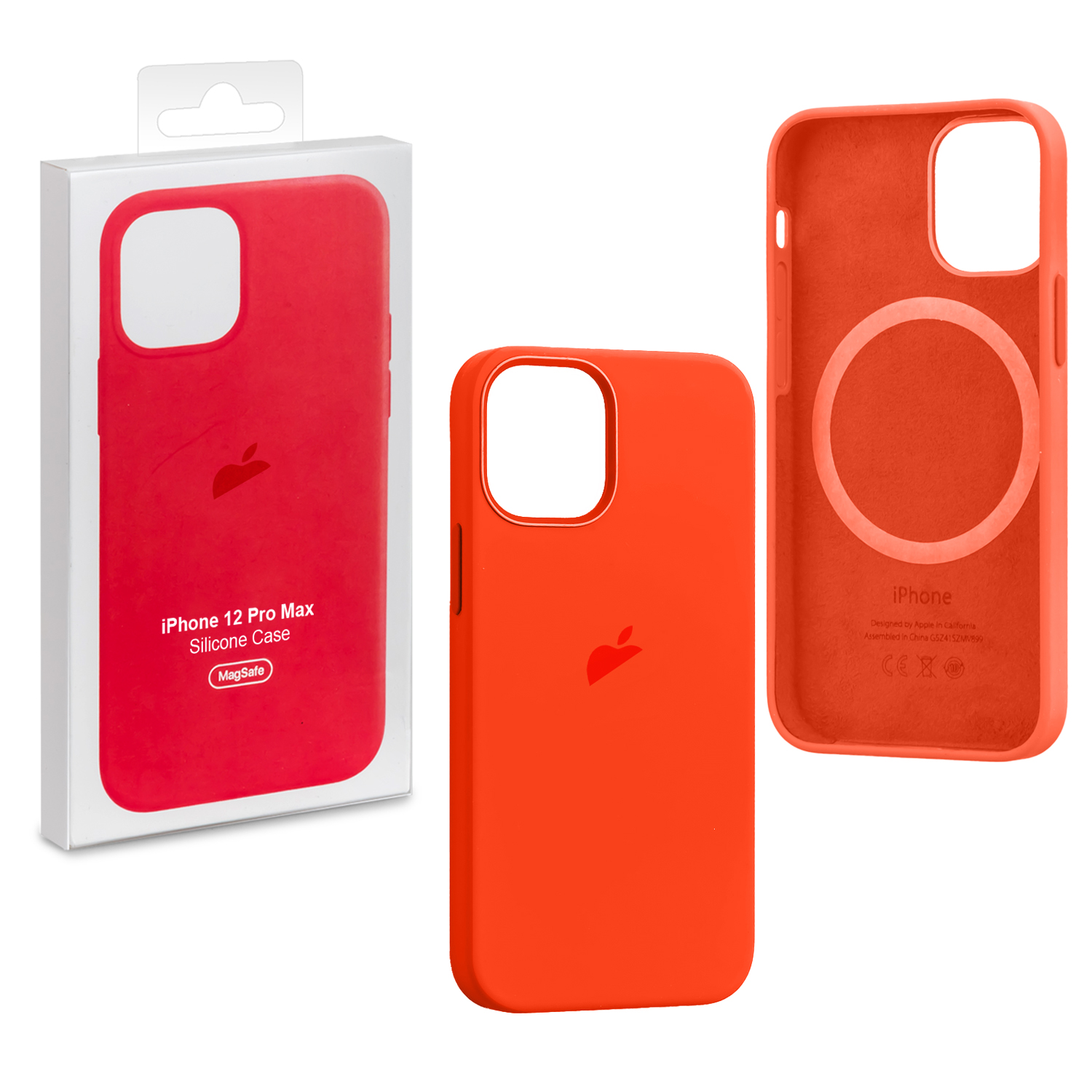 Чехол iPh 12 Pro Max Silicon Case  ORG Electric Orange (MagSafe) c LOG