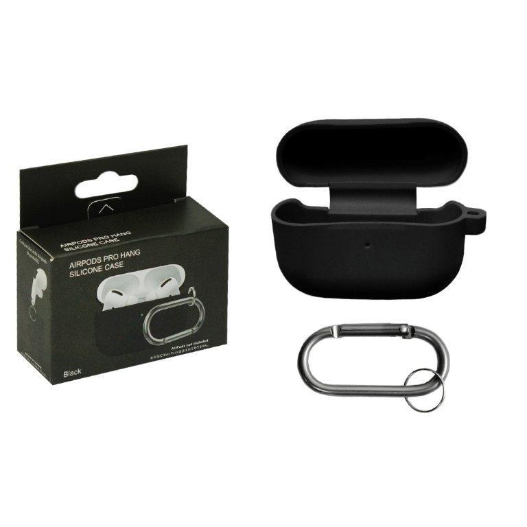 Чехол APods Pro Hang Silicon Сase с карабином Black