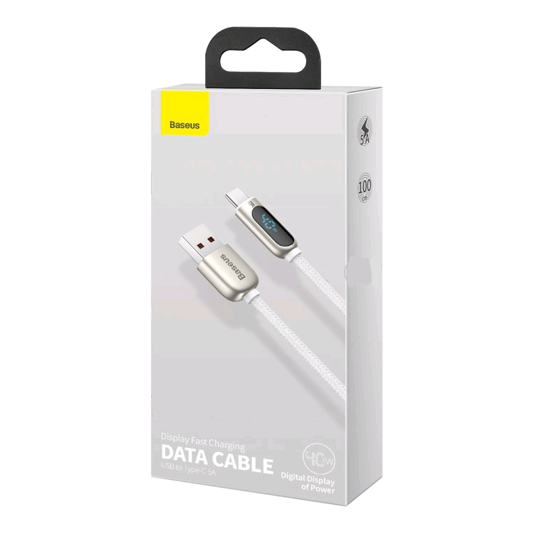 Кабель USB Type-C 5A 1m Display Fast Charging Baseus White CATSK-02