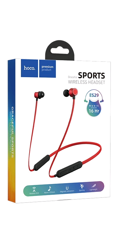 Наушники ES29 Bluetooth Sport Earphone HOCO красные
