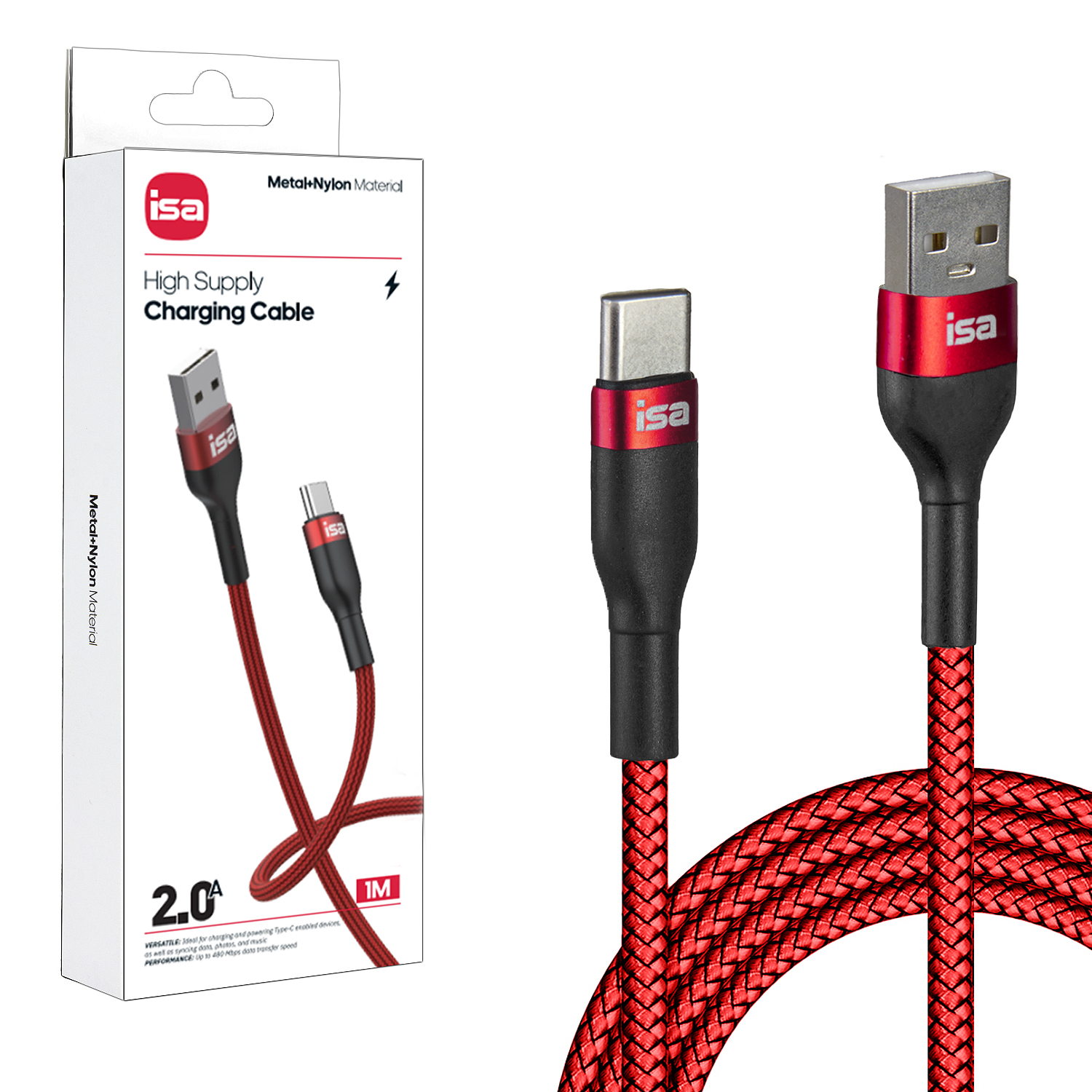 Кабель USB Type-C 1m 5V 2A BX-5 ISA красный