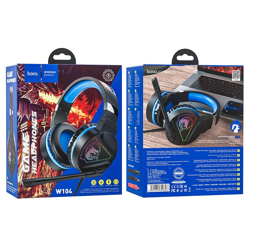 Наушники W104 Game headphones проводные HOCO черно-синие